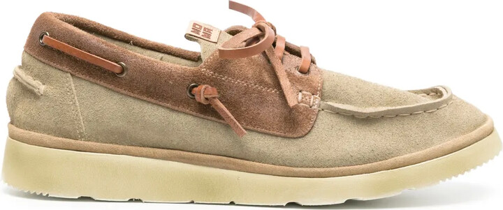 Moma Logo-Patch Suede Boat Shoes