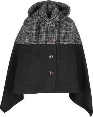 Save 13% See By Chloé Wool Two-tone Hooded Cape in Black Womens Clothing Coats Capes 