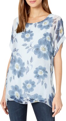 M Made in Italy Women's Floral Print Short Sleeve Tunic