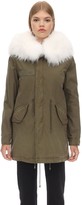 Thumbnail for your product : Mr & Mrs Italy Midi Cotton Canvas Parka W/ Fur Detail