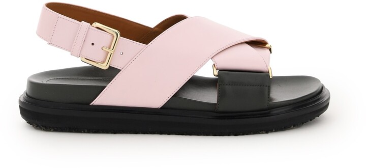 Marni FUSSBETT LEATHER SANDALS 37 Pink, Green Leather - ShopStyle