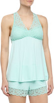 Thumbnail for your product : Fleurt Fleur't Scalloped Lace Tank & Shorts Pajama Set, Honeydew