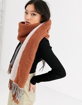 Thumbnail for your product : ASOS DESIGN supersoft long woven scarf in colour block with tassels