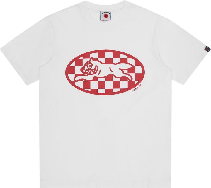 ICECREAM Checker Running Dog T-Shirt