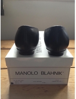 Thumbnail for your product : Manolo Blahnik Black Leather Flats