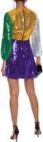 Thumbnail for your product : Alice + Olivia Blaze Wrap-effect Color-block Sequined Georgette Mini Dress