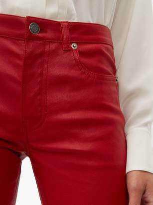 Saint Laurent Slim-fit Leather Trousers - Womens - Red