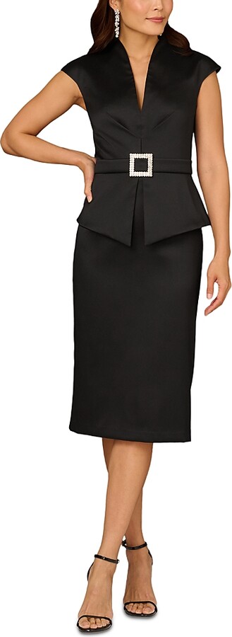 Aidan Mattox Mikado Buckle Sheath Dress