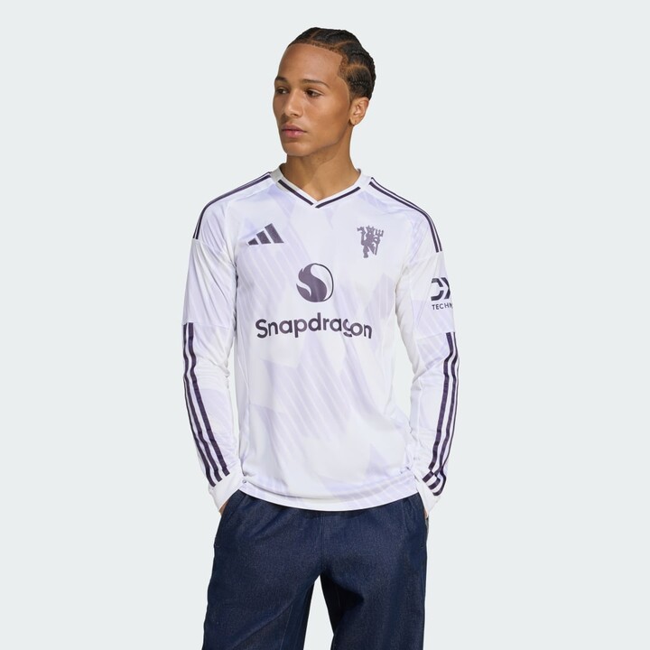 adidas Manchester United 25/26 Long Sleeve Away Jersey White XS Mens