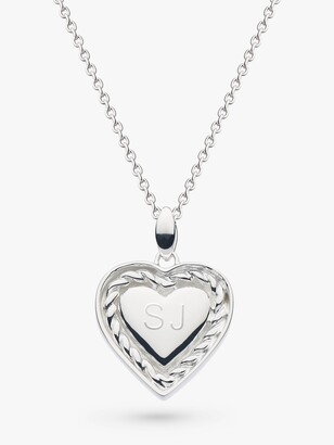 Kit Heath Personalised Sterling Silver Twist Heart Pendant Necklace, Silver