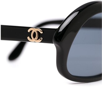 Chanel Pre Owned 1990s CC oval-frame sunglasses - ShopStyle