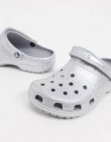 Thumbnail for your product : Crocs classic glitter clogs in silver