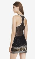 Thumbnail for your product : Express Studded Lace Back Graphic Tank - Starred Lips