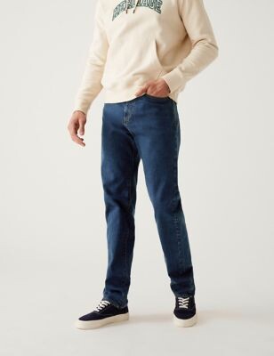 M&S Collection Shorter Length Straight Fit Stretch Jeans with Stormwear™ -  ShopStyle