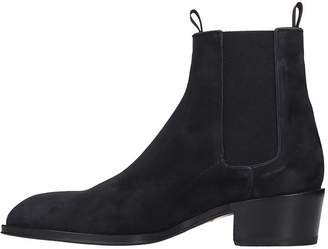Giuseppe Zanotti Abbey High Heels Ankle Boots In Black Suede