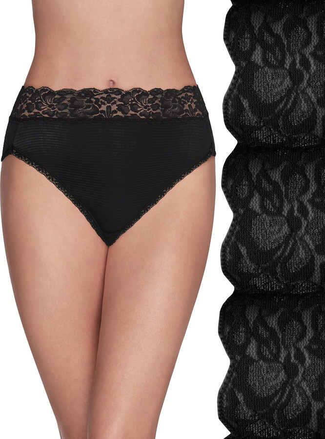 Vanity Fair Lingerie Women’s Flattering Lace Hi-Cut Underwear, 3-Pack