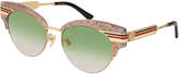 Thumbnail for your product : Gucci Metal & Glittered Acetate Cat-Eye Sylvie Web Sunglasses, Nude