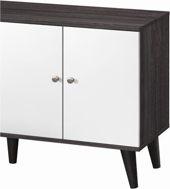 Tv Stand In Dark Gray + White, For Living Room, Accommodates 70-79 Inch Tvs And Provides Stylish Storage Mid-century Modern Up To With