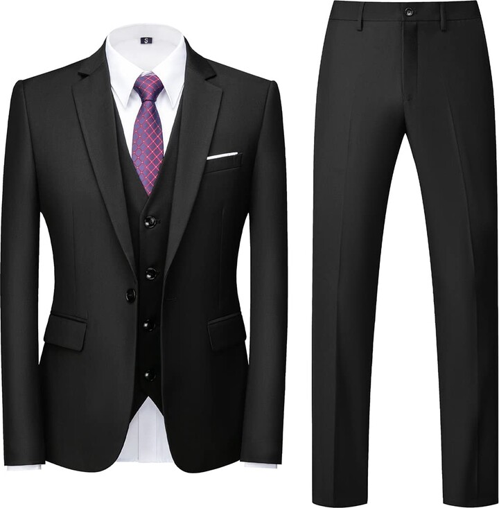 Allthemen Mens Suits 3 Piece Regular Fit Wedding Formal Dress Suit One Button Business Suit