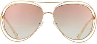 Chloé Carlina Trimmed Aviator Sunglasses