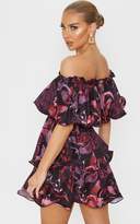 Thumbnail for your product : PrettyLittleThing White Chiffon Bardot Ruffle Tiered Dress