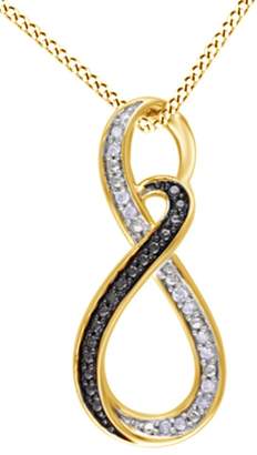 Jewel Zone US Natural Diamond Accent Beaded Infinity Pendant Necklace In 14K Gold Over Sterling Silver