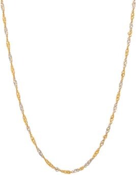 Italian Gold Polished Two Tone Diamond Cut Singapore Chain In 10k Yellow Gold
