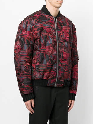 Les Hommes patterned puffy bomber jacket