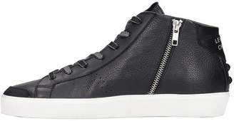 Leather Crown Sneakers In Black Leather