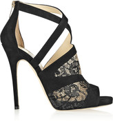 Thumbnail for your product : Jimmy Choo Vantage suede and lace sandals
