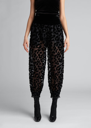 Giorgio Armani Flocked Leopard Silk Harem Pants
