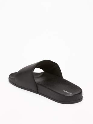 Old Navy Faux-Leather Pool Slide Sandals for Men