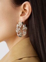 Thumbnail for your product : Bottega Veneta Twist Sterling-silver & Glass Hoop Earrings - Clear