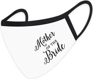 Wedding Face Mask, Mother Of The Bride Design, White Cloth Face Masks With 1 Replaceable PM 2.5 Filter, 1-Pack