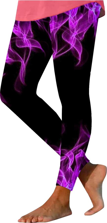 Zeiayuas Flame Printed Yoga Pants Womens High Waist Gym Sports Leggings  Tummy Control Running Workout Compression Tights Stretch Patterned Leggings  for Running Sports Outdoor Purple - ShopStyle Activewear Trousers