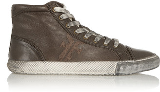 Frye Kira textured-leather high-top sneakers