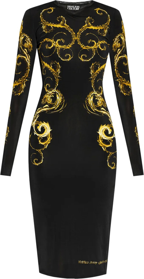Watercolour Couture-print midi dress