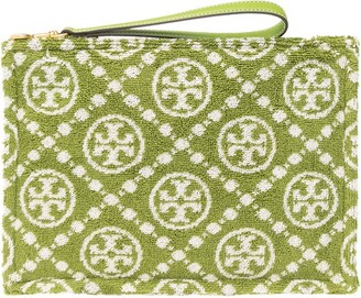 Tory Burch All-Over Logo Embroidered Zipped Clutch Bag