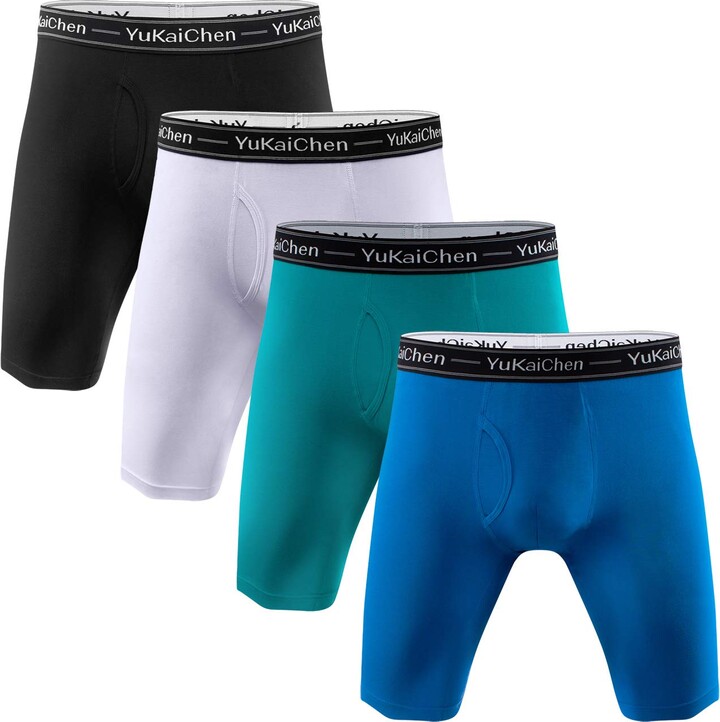 YuKaiChen Men's Boxer Shorts Fly Pouch Underwear Soft Bamboo Fiber Trunks No Rideup Underpants