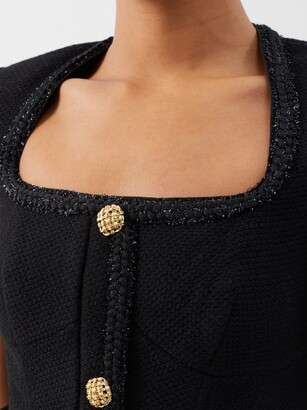 Self-Portrait Button-embellished Wool-blend Mini Dress