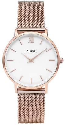 Cluse Minuit Rose Gold Mesh Bracelet Ladies Watch