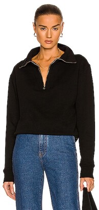 Nili Lotan Bentley Quarter Zip Sweatshirt in Black