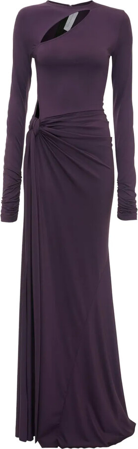 Victoria Beckham Knot-Detail Long-Sleeve Gown