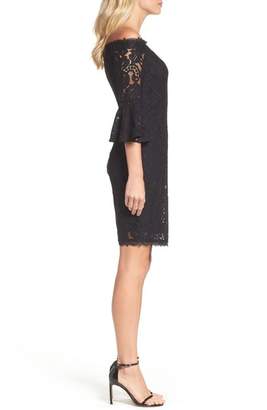 Adrianna Papell Off the Shoulder Lace Sheath Dress