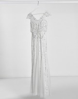 Thumbnail for your product : Frock and Frill embellished v neck maxi dress in ivory