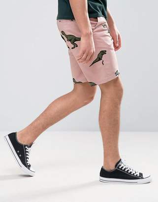 ASOS Slim Chino Shorts In Dinosaur Print