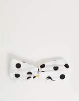 Thumbnail for your product : ASOS Design DESIGN headband with wooden circle detail in spot print in white