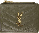 Thumbnail for your product : Saint Laurent Khaki Monogram Zipped Bifold Wallet