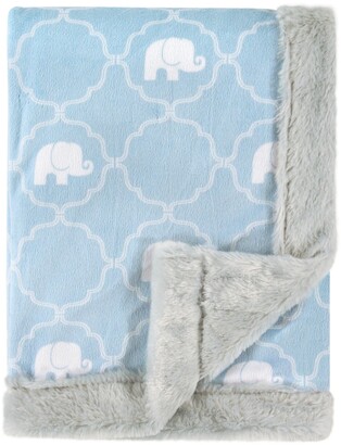 Hudson Baby Plush Blanket with Furry Binding and Back, One Size