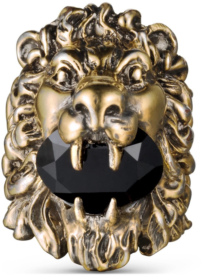 lion head ring with crystal